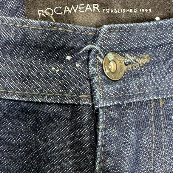Roca Wear Jeans Mens 40*32 Dark Wash Regular Fit Logo Y2K Hip Hop - Picture 7 of 12